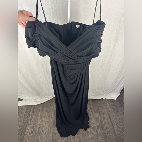 La Femme Black Ruched Jersey Column Gown Size 16 NWT - Picture 5 of 16